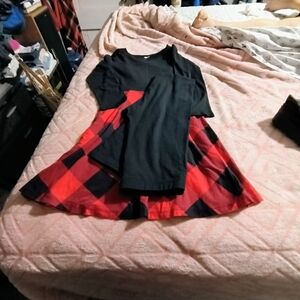 Black and Red Plaid Kids Dress